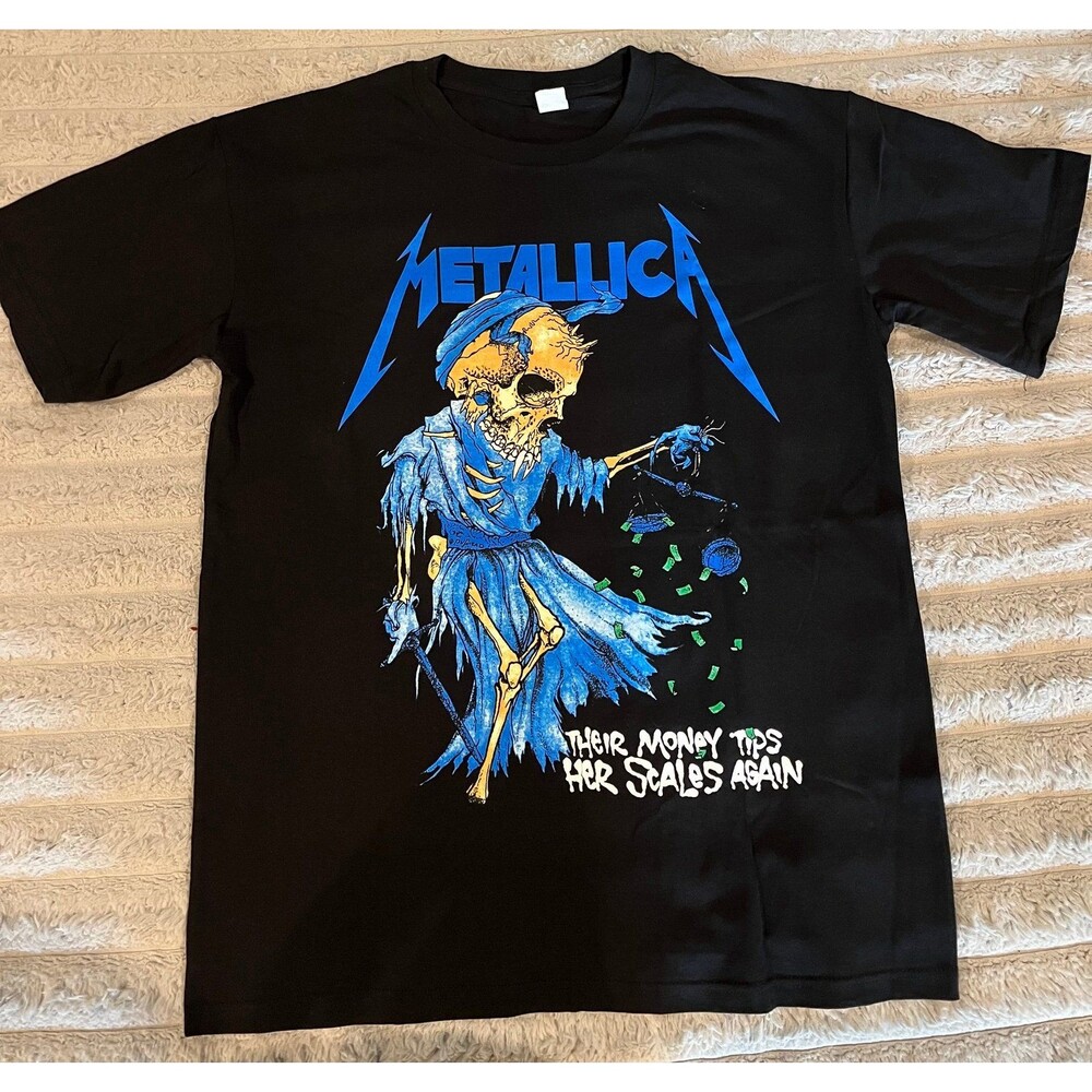 Metallica Their Money Tips Her Scales Again T-Shirt Men’s L Black NWOT